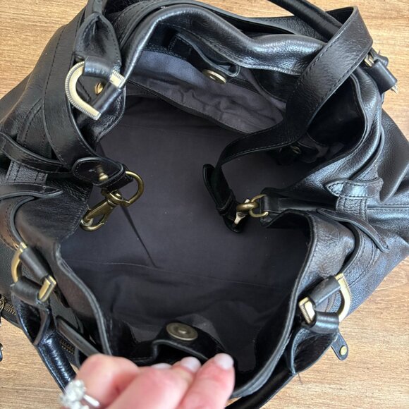 Cole Haan Large Black Leather Satchel - Picture 3 of 4